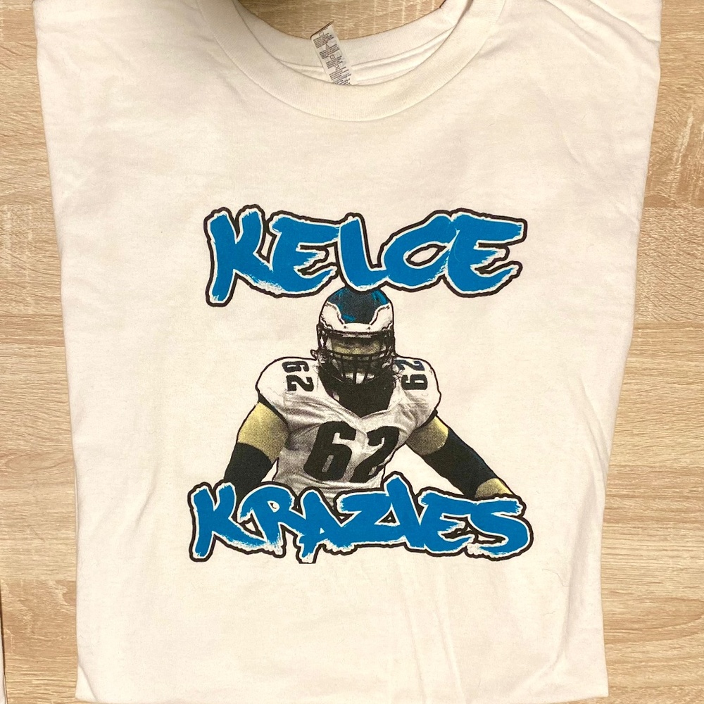 Men’s Jason Kelce Eagles football white t shirt tshirt